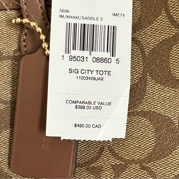 NWT COACH SIGNATURE CITY TOTE HANDBAG SHOULDER BAG - Picture 9 of 9
